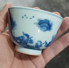 Nice Chinese Collectable Art Hand Blue White Porcelain Figure Cup