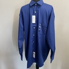 Van Heusen Regular Fit Wrinkle Free Lux Sateen Men Dress Shirt Blue Xxl 34 35