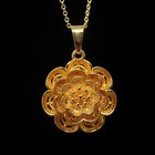 Chinese Carved 14k Gold Pendant W flower Hb1