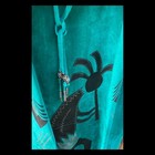Custom Made Thistles West Teal Suede Dress  Southwestern Native Kokopelli Design