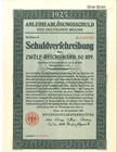 1925 12 5 Reichsmark Bond Unc Authentic German Issue   Historical Document         