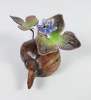 Vintage Signed Norman Brumm Enamel On Copper   Burlwood Flower Sculpture As Is