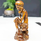 By232 - 9 X 4 X 3 5 Cm Boxwood Carved Figurine Statue   Skinny Arhat Luo Han