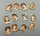 1880s Miniature Child Faces Victorian Die Cut Scrap Antique Ephemera