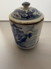 Chinese Antique Blue   White Porcelain Covered Cup Qing Dynasty