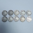 Walking Liberty Half Dollars Lot Of 10 Circulated 1934-1945 Full Date Lot  12