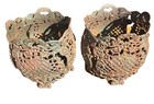 Antique Cast Iron Vintage Garden Planters Pair Victorian Ornate Open Heavy Metal
