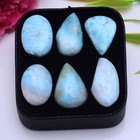 6 Pcs Natural Larimar 20mm-25mm Cabochon Untreated Loose Gemstones Wholesale Lot