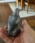 Bird Figurine Sculpture On Log Base - Crow Or Raven Collectible resin 