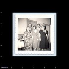 Old Vintage Square Photo Quintet Men Women In Room Snapshot Picture Photograph
