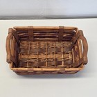 Woven Wood Rectangular Basket With Handles Rustic Farmhouse Home Decor Storage