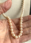 Vintage 7mm Culture Pearl Necklace 14k Yellow Gold Clasp 24  Hand Knotted Pearls