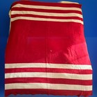 Vtg Red White Wool Blanket Throw Camping Sofa Bed 82x65  Cottage Cabin Core Read