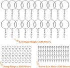 360pcs Keychain Bulk  120pcs Keychain Rings With Chain And 120pcs Open Ju