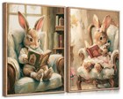 Vintage Bunny Canvas Wall Art Antique Rabbit Paintings Pictures Decor Nursery 