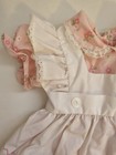 Vintage Baby Toddler Girl Apron Pinafore Flutter Sleeve Dress 12 Mon Party Pink