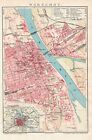 Warsaw Warszawa Original Map City Plan Poland 1907 January Dated Polska