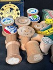 35 Vintage Mixed Lot Wooden Thread Spools And Sewing Notions
