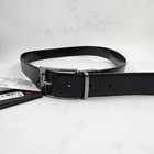 Ted Baker Waide Woven Texture Leather Belt Men s 34 Black Solid Engraved Logo