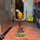 Blue Gold Macaw Parrot On Branch Life Size Statue Jungle Theme Bird Prop Display