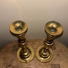 Vintage Pair Polished Heavy Solid Brass Candlestick Holder 10 5    Tall Candle
