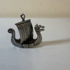 Pewter Viking Ship Pendant Signed Haystaa Ship Boat Norway Norwegian Vintage