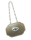 Vintage Compact Wristlet Guilloche Flowers