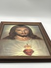 Vintage Sacred Heart Of Jesus 1961  Print In Italy Christian Art Framed 15x 11 