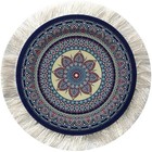 Round Oriental Rug Drink Coasters Set Of 4 Mini Turkish Carpet Coasters W Fringe