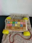 Vintage Playskool Wagon Pull Along Toy Cart With Wooden Letter Blocks