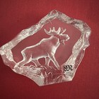 Mats Jonasson Sweden Full Lead Crystal Bull Moose Paperweight Sculpture Signed