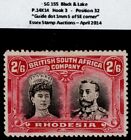 1910 Rhodesia Double Head 2 6 Sg 155 Var Guideline Se Hook 3 Fine Mm Cat   375 00