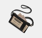 Coach Zip Id Lanyard Leather Card Case Holder  nwt  Black Caj45