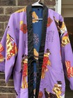 Authentic Japanese Kimono Robe Yukata Blue Floral Traditional Made In Japan L