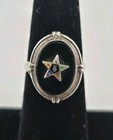 Vintage Order Of The Eastern Star Ring Sterling Silver Orlando Enamel Size 4 5