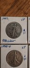 90  Silver Walking Liberty Half Dollar Coins 50c 1942-1943 F-xf Lot Of 4 Coins