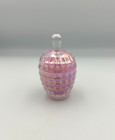 Vintage Pink Iridescent Glass Pineapple Shaped Perfume Bottle W glass Applicator