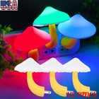 3x Led Night Lights Mushroom Gradient Light Sensor Plug-in Wall Lamps Home Decor