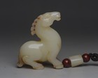 2  Chinese Natural Hetian Jade Nephrite Carved Animal Horse Statue