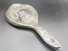 Vintage Victorian Vanity Hand Held Mirror Silver Plate Ornate Floral