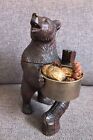 Antique Black Forest Wood Carved Bear Tobacco Jar 19th C 
