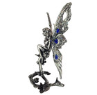 Pewter Winged Fairy Figure Figurine Statue Fantasy Butterfly Blue Rhinestone Vtg