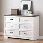 47 2   Farmhouse 6 Drawer Dresser Wood Chest Of Drawers Storage Organizer