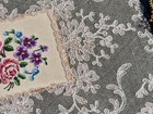 Vintage Petit Point Lace   Embroidered Filigree Vanity Dressing Table Tray