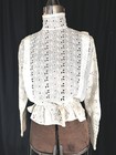 Antique Blouse White Eyelet Victorian Edwardian Bust 34 High Neck Original 1880