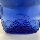 Vintage Heavy  Thick Embossed Cobalt Blue Glass Flask Bottle Art Deco Vase