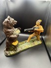 Antique   Vintage Style Cast Iron Indian Shooting Bear Mechanical Box Bank Works