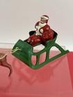 Vtg Lead Rare Barclay  santa W  Toy Bag On Sleigh W  Reindeer  B197 Excellent