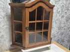 Vintage Oak Hanging Curio Trinket Display Cabinet With Two Shelves