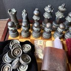 Vintage Bombay Company Chess Set Checkers Backgammon Dice Wooden Board Pre-owned